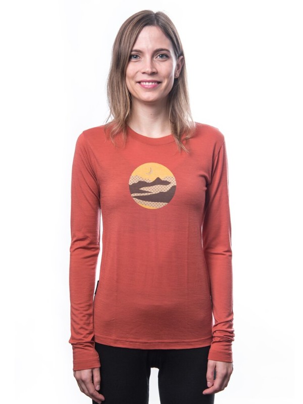 MERINO SENSOR ACTIVE TRIGLAV - dámské tričko, dlouhý rukáv, terracotta