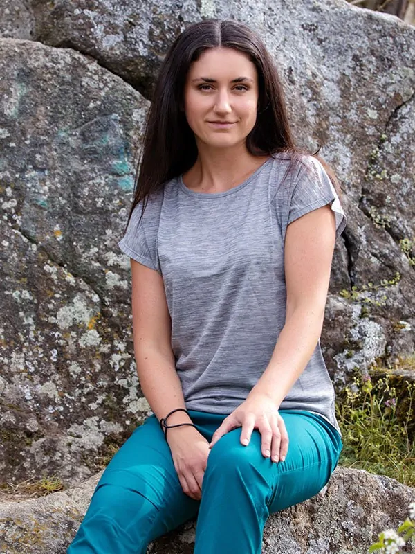 PAPAROA dámské merino tričko s krátkým rukávem, šedý melír