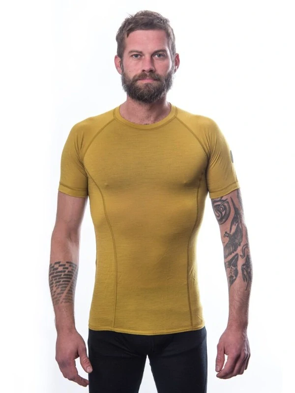 MERINO AIR NEW II SENSOR - pánské tričko s krátkým rukávem, mustard