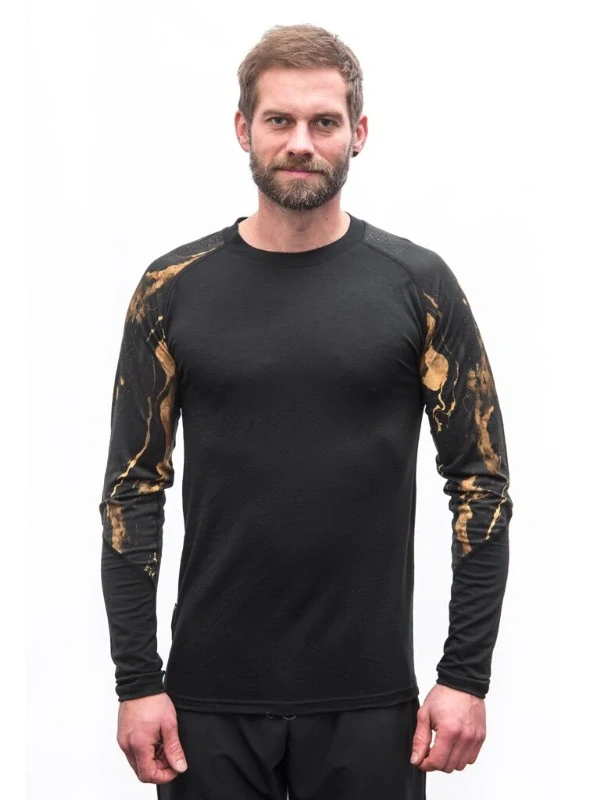 MERINO IMPRESS SENSOR - pánské triko, dlouhý rukáv, ČERNÁ/COSMOS