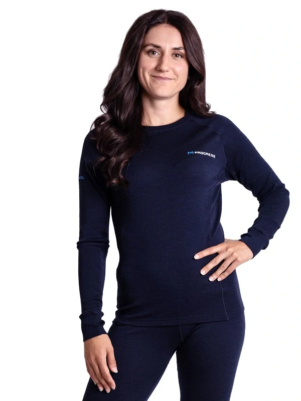 ANNEMARI dámské merino tričko s dlouhým rukávem, černomodrá