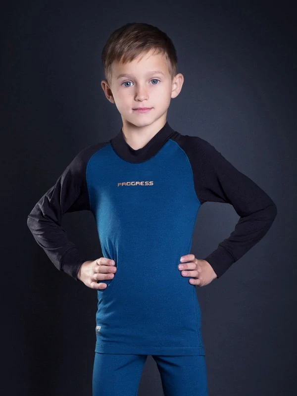 BLANC JUNIOR dětské termo triko ze špičkové viskózy Cocarber® s dlouhým rukávem, antracit - petrol