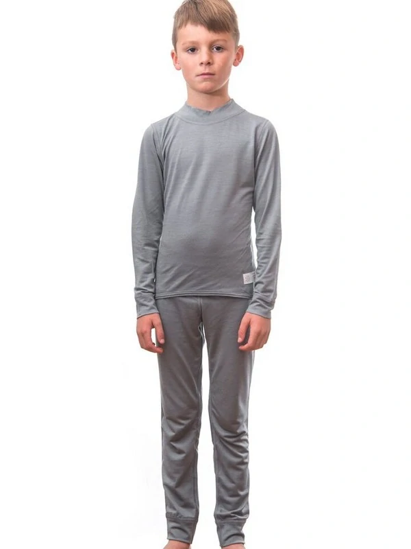 MERINO ACTIVE SENSOR juniorský set trička s dlouhým rukávem a spodků, šedá