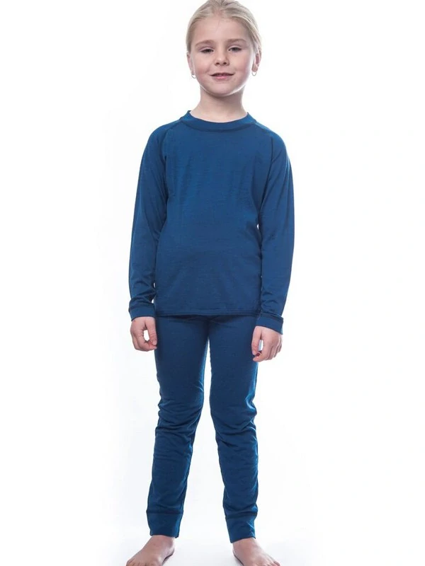 MERINO AIR SENSOR dětský/juniorský set trička s dlouhým rukávem a spodků, modrá