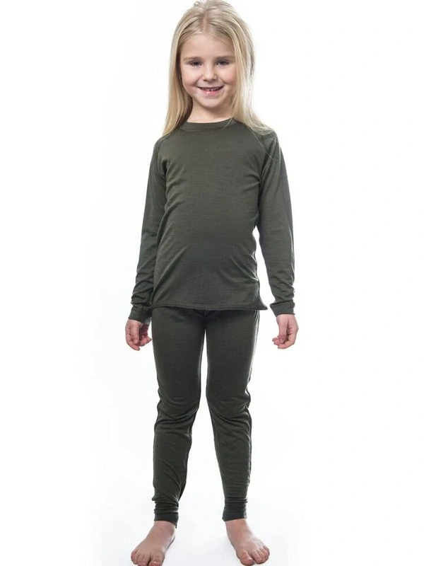 MERINO AIR SENSOR dětský/juniorský set trička s dlouhým rukávem a spodků, green