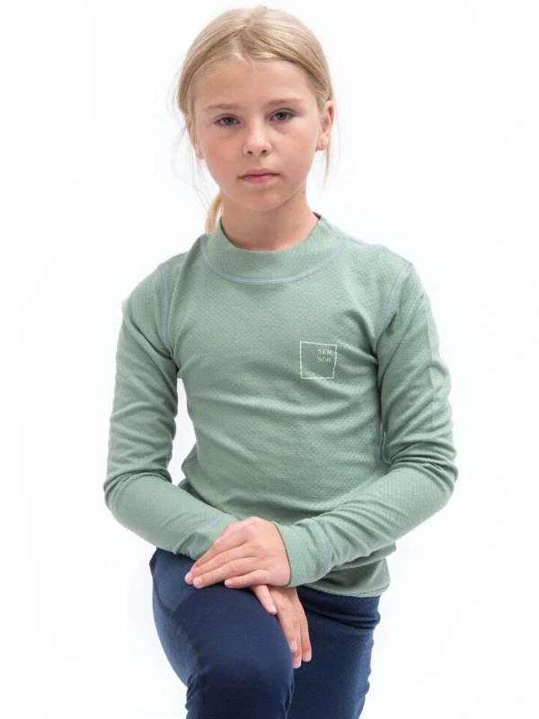 MERINO DF LOGO UP SENSOR juniorské tričko s dlouhým rukávem, basil green