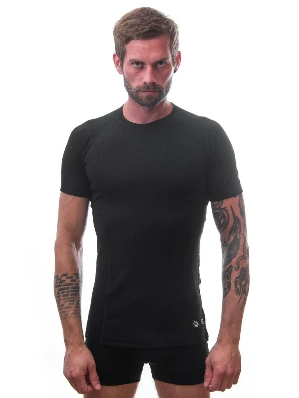 MERINO SENSOR DF - pánské tričko, krátký rukáv, černá