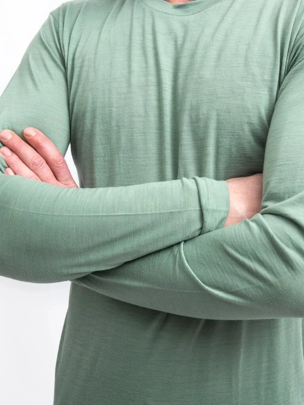 MERINO SENSOR CORDURA - pánské triko, dlouhý rukáv, basil green