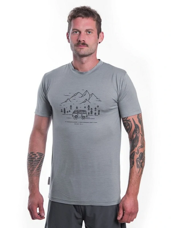 MERINO SENSOR ACTIVE VAN LIFE - pánské triko, krátký rukáv, šedá