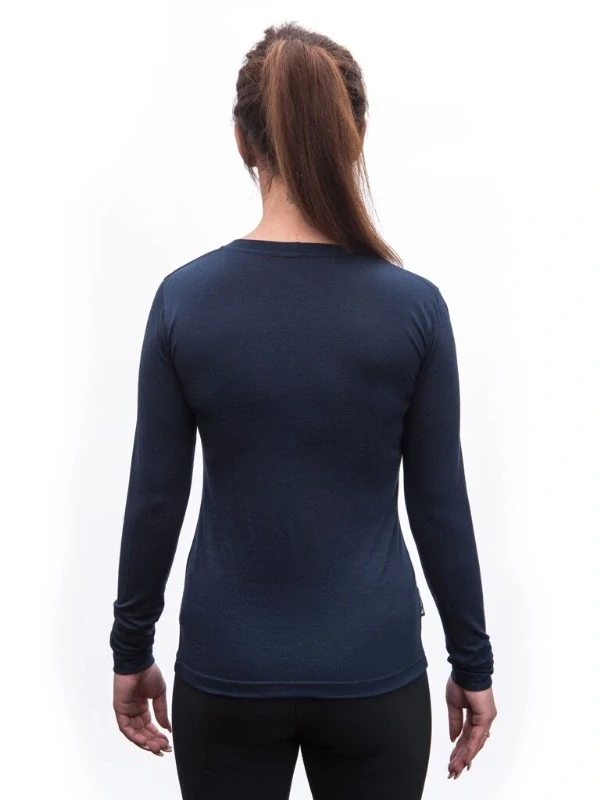 MERINO SENSOR ACTIVE SONGBIRDS - dámské tričko, dlouhý rukáv, deep blue
