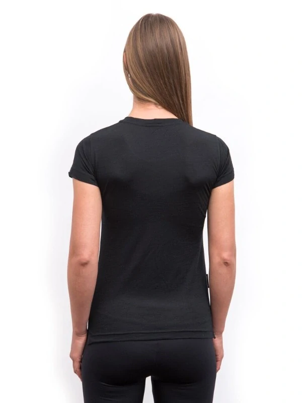 MERINO AIR SENSOR BLOOM - dámské tričko s krátkým rukávem, černá