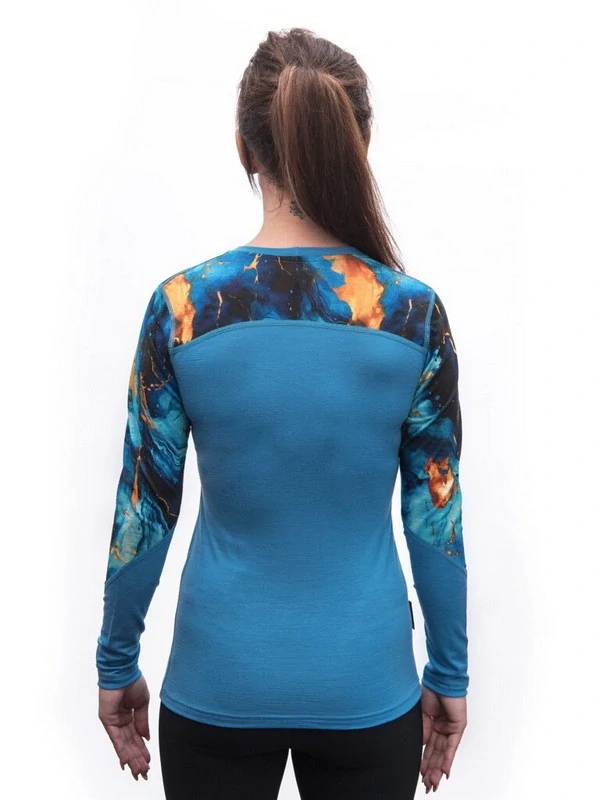 MERINO IMPRESS SENSOR - dámské triko, dlouhý rukáv, MODRÁ/UNIVERSE