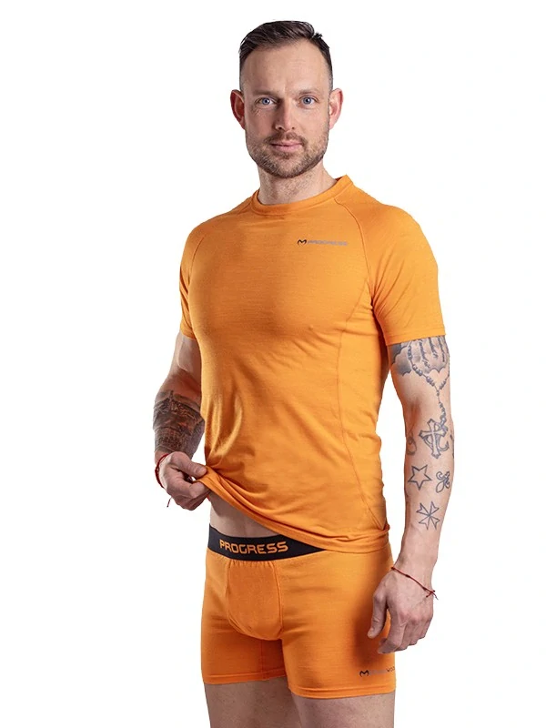 NIELS 125 pánské merino boxerky, oranžová
