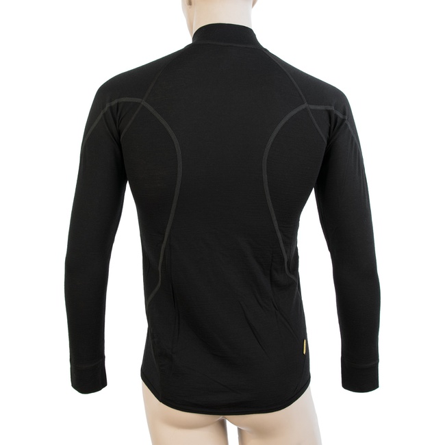 MERINO SENSOR ACTIVE - pánské triko s dlouhým rukávem, stoják, zip, černá