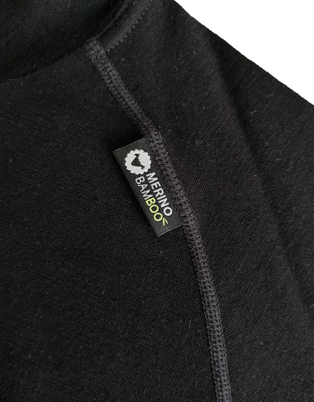 BAMRAMMER pánské tričko s dlouhým raglánovým rukávem a stojáčkem zapínaným na zip, černá