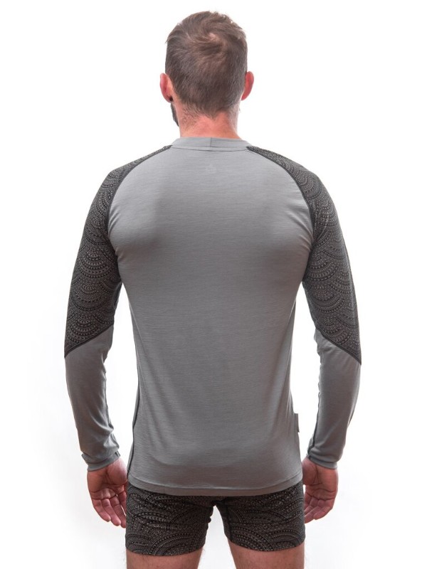 MERINO IMPRESS SENSOR - pánské triko, dlouhý rukáv, ČERNÁ/MAORI