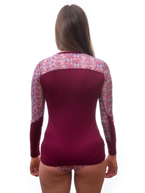 MERINO IMPRESS SENSOR - dámské triko, dlouhý rukáv, LILLA/PATTERN