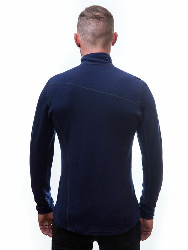 MERINO SENSOR UPPER  - pánská mikina, zip u krku, deep blue