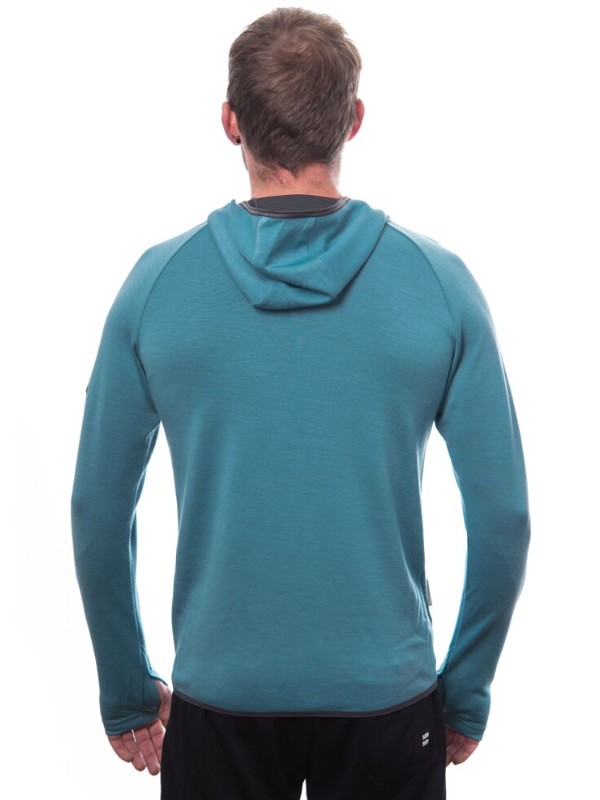 MERINO SENSOR UPPER OUTDOORS - pánské mikina, klokanka, mint blue