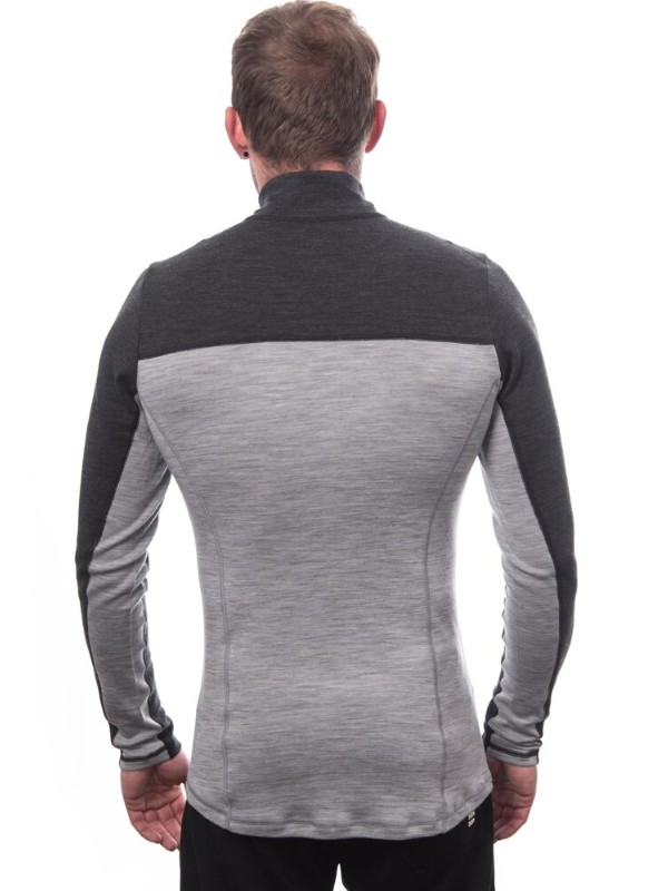 MERINO SENSOR BOLD M3 - pánské tričko s dlouhým rukávem, zip u krku, cool gray / anthracite