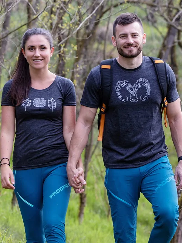 HRUTUR RAM pánské merino tričko s krátkým rukávem, šedý melír