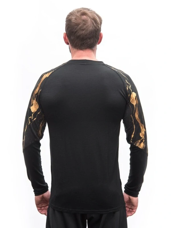 MERINO IMPRESS SENSOR - pánské triko, dlouhý rukáv, ČERNÁ/COSMOS