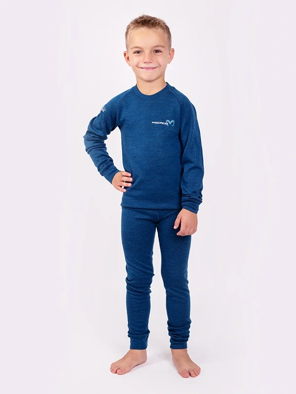 GERNY dětské funkční, kombinace merino/bamboo, spodky, petrol - modrá