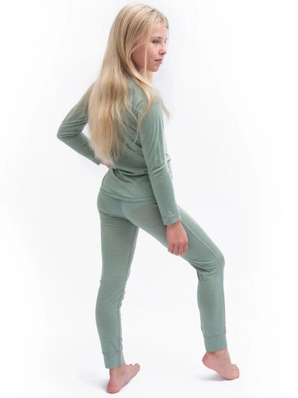 MERINO AIR SENSOR dětský/juniorský set trička s dlouhým rukávem a spodků, basil green