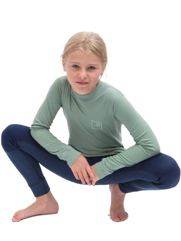 MERINO DF LOGO UP SENSOR juniorské tričko s dlouhým rukávem, basil green