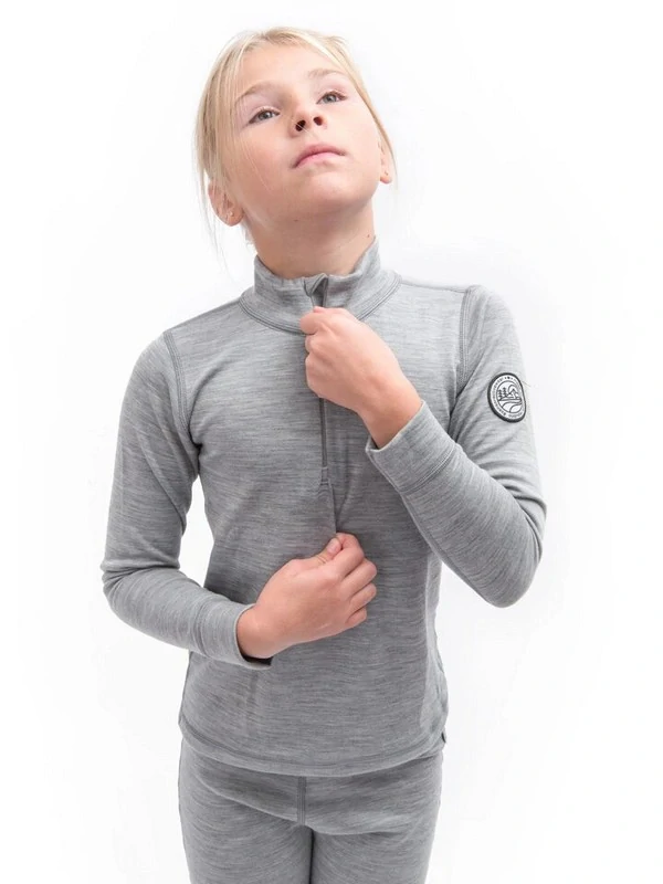 MERINO BOLD SENSOR dětský/juniorský set trička s dlouhým rukávem a spodků, cool gray
