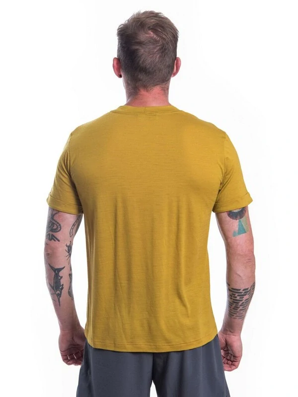 MERINO AIR SENSOR TRAVELLER - pánské tričko s krátkým rukávem, mustard
