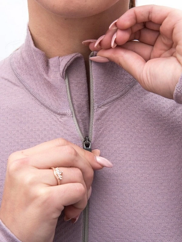 MERINO SENSOR DF - dámské tričko, dlouhý rukáv, zip u krku, mystic violet