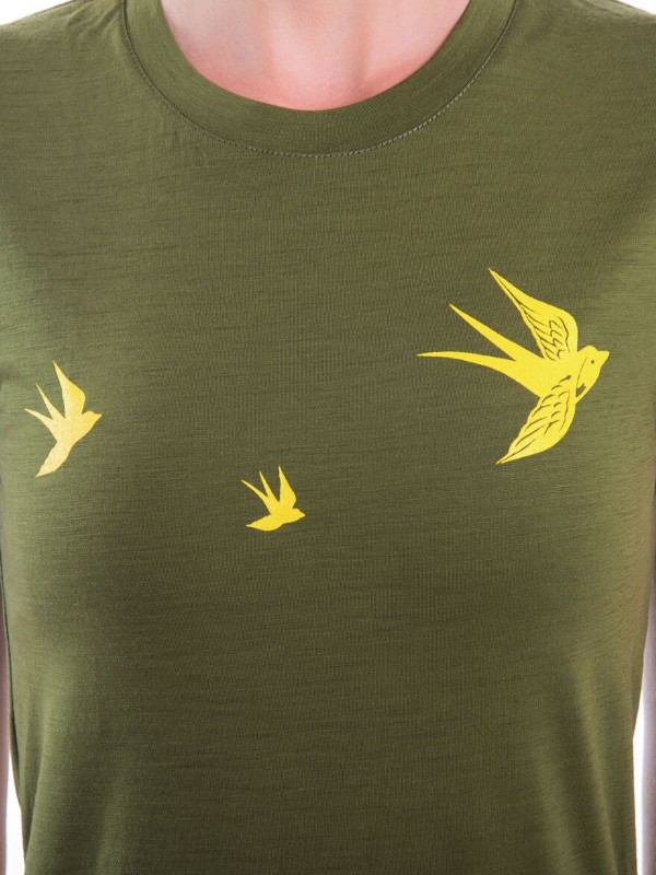 MERINO SENSOR PT SWALLOW - dámské tričko, krátký rukáv, safari green