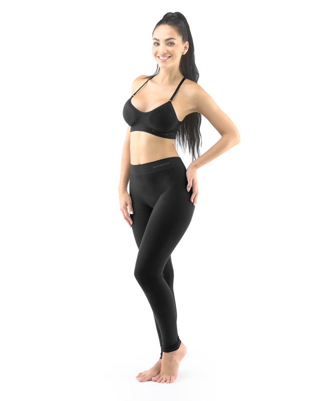 FITNESS I. W bambusové bezešvé legíny, dlouhé, černá