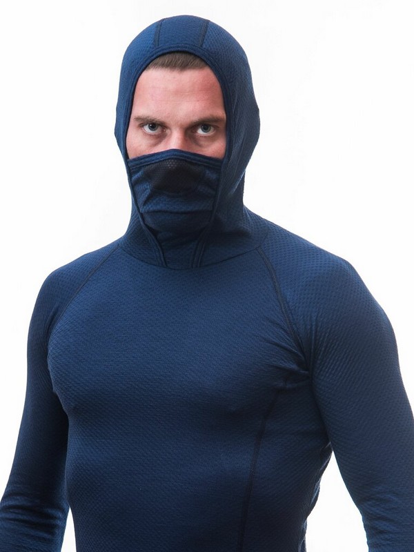 MERINO SENSOR DF - pánské tričko s kapucí, dlouhý rukáv, deep blue