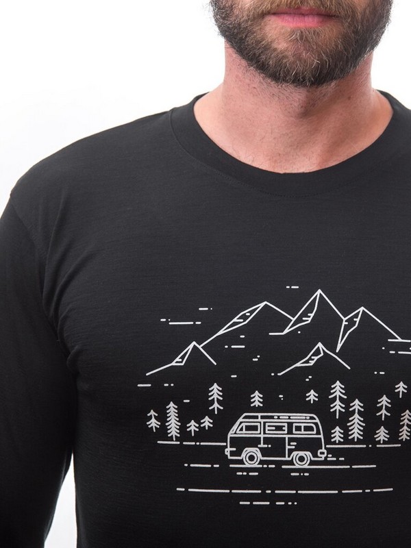 MERINO ACTIVE SENSOR VAN LIFE - pánské tričko s dlouhým rukávem, černá