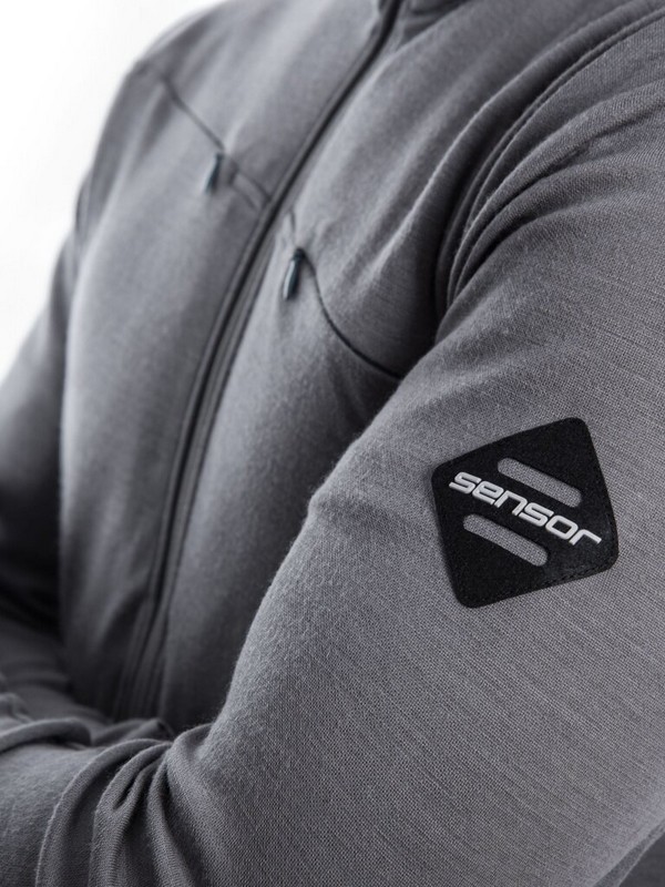 MERINO SENSOR UPPER - pánská mikina, celozip, šedá