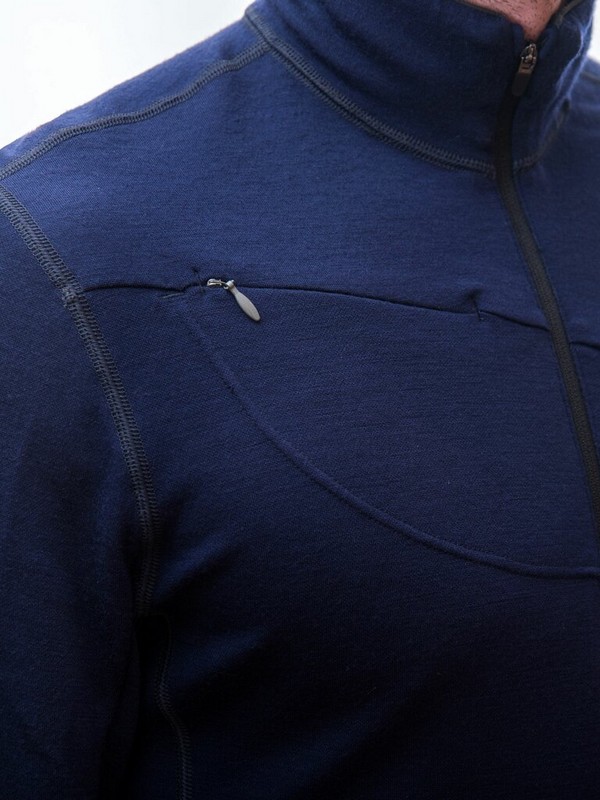 MERINO SENSOR UPPER  - pánská mikina, zip u krku, deep blue