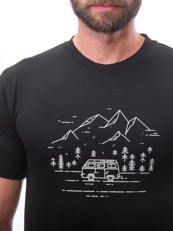 MERINO SENSOR ACTIVE VAN LIFE - pánské triko, krátký rukáv, černá