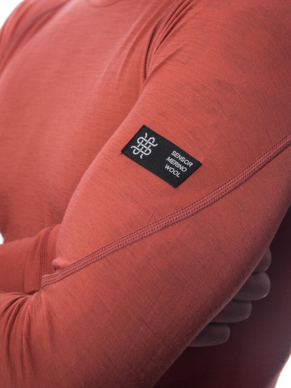 MERINO SENSOR ACTIVE - pánské triko, dlouhý rukáv, terracotta