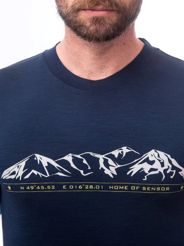 MERINO SENSOR ACTIVE PT MOUNTAINS - pánské triko, krátký rukáv, deep blue