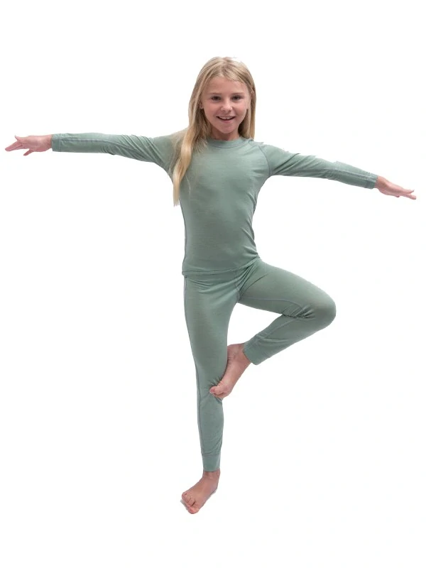 MERINO AIR SENSOR dětský/juniorský set trička s dlouhým rukávem a spodků, basil green
