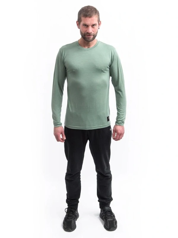 MERINO SENSOR CORDURA - pánské triko, dlouhý rukáv, basil green