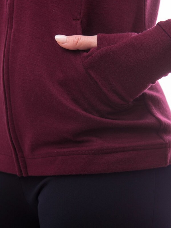 MERINO SENSOR UPPER - dámská mikina, celozip, lilla