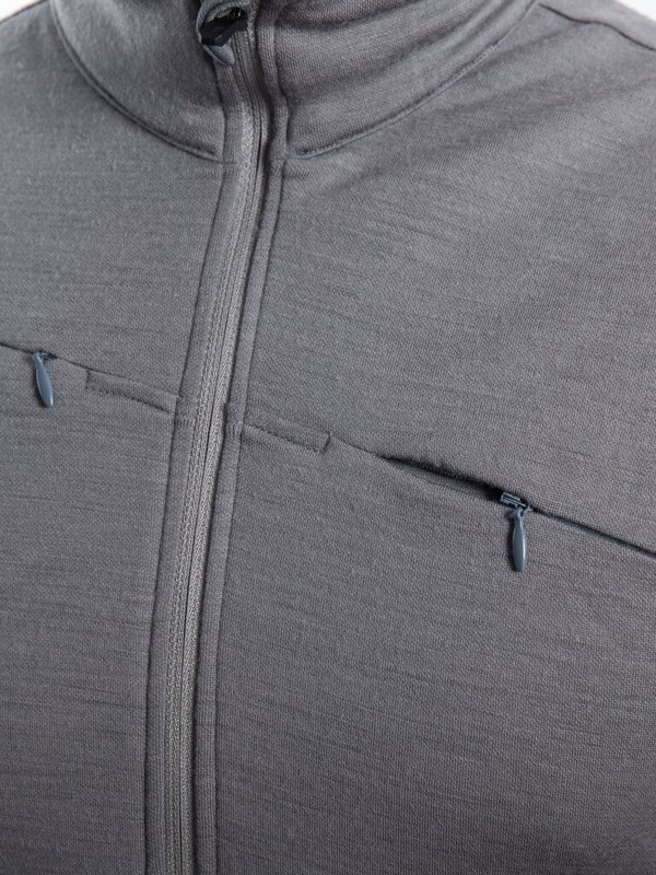 MERINO SENSOR UPPER - pánská mikina, celozip, šedá