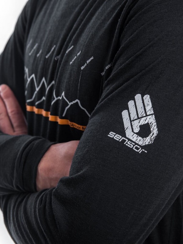 MERINO AIR NEW SENSOR PT - pánské tričko s dlouhým rukávem, černá/RJ