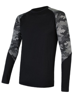 MERINO IMPRESS SENSOR - pánské triko, dlouhý rukáv, ČERNÁ/HONEYCOMP