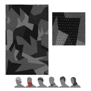 MERINO IMPRESS SENSOR TUBE, šátek multifunkční, černá/camo
