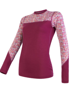 MERINO IMPRESS SENSOR - dámské triko, dlouhý rukáv, LILLA/PATTERN