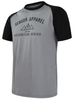 MERINO SENSOR ACTIVE PT ADVENTURE - pánské triko, krátký rukáv, šedá/černá